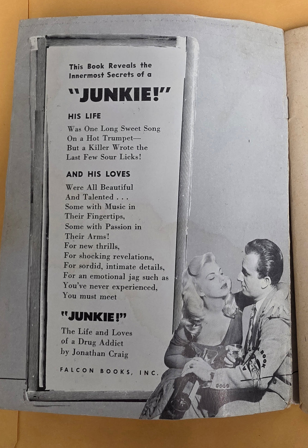 Falcon Books digest 36 Junkie by Jonathan Craig 1952