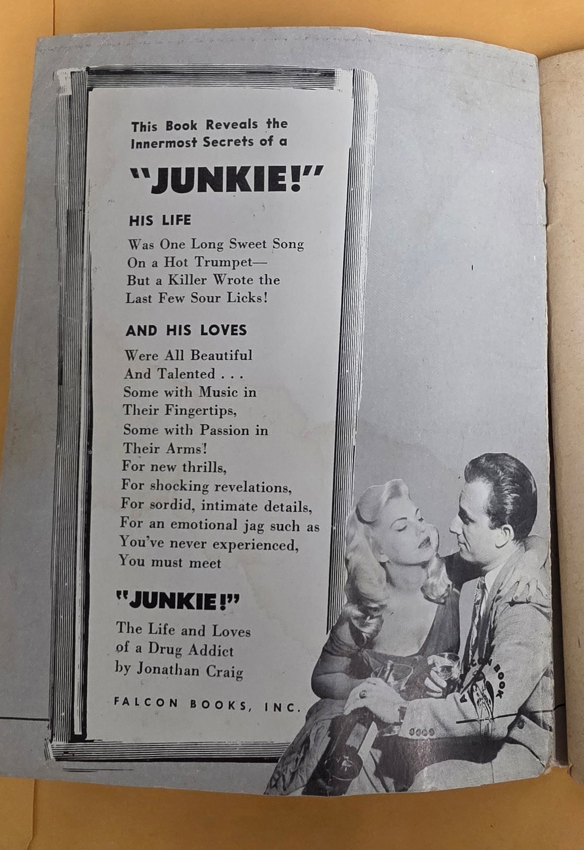 Falcon Books digest 36 Junkie by Jonathan Craig 1952