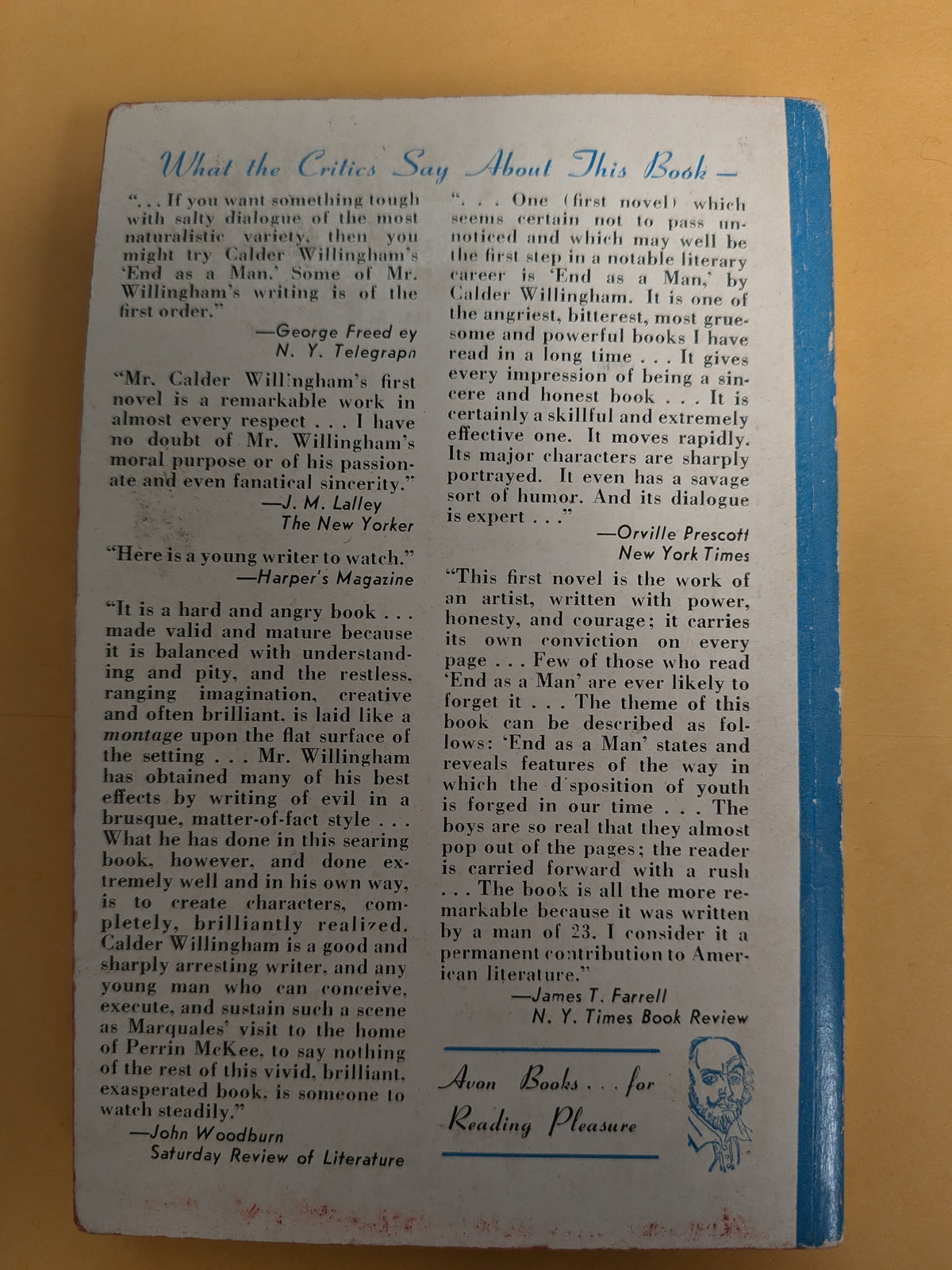 Avon 240 End as a Man by Calder Willingham 1950