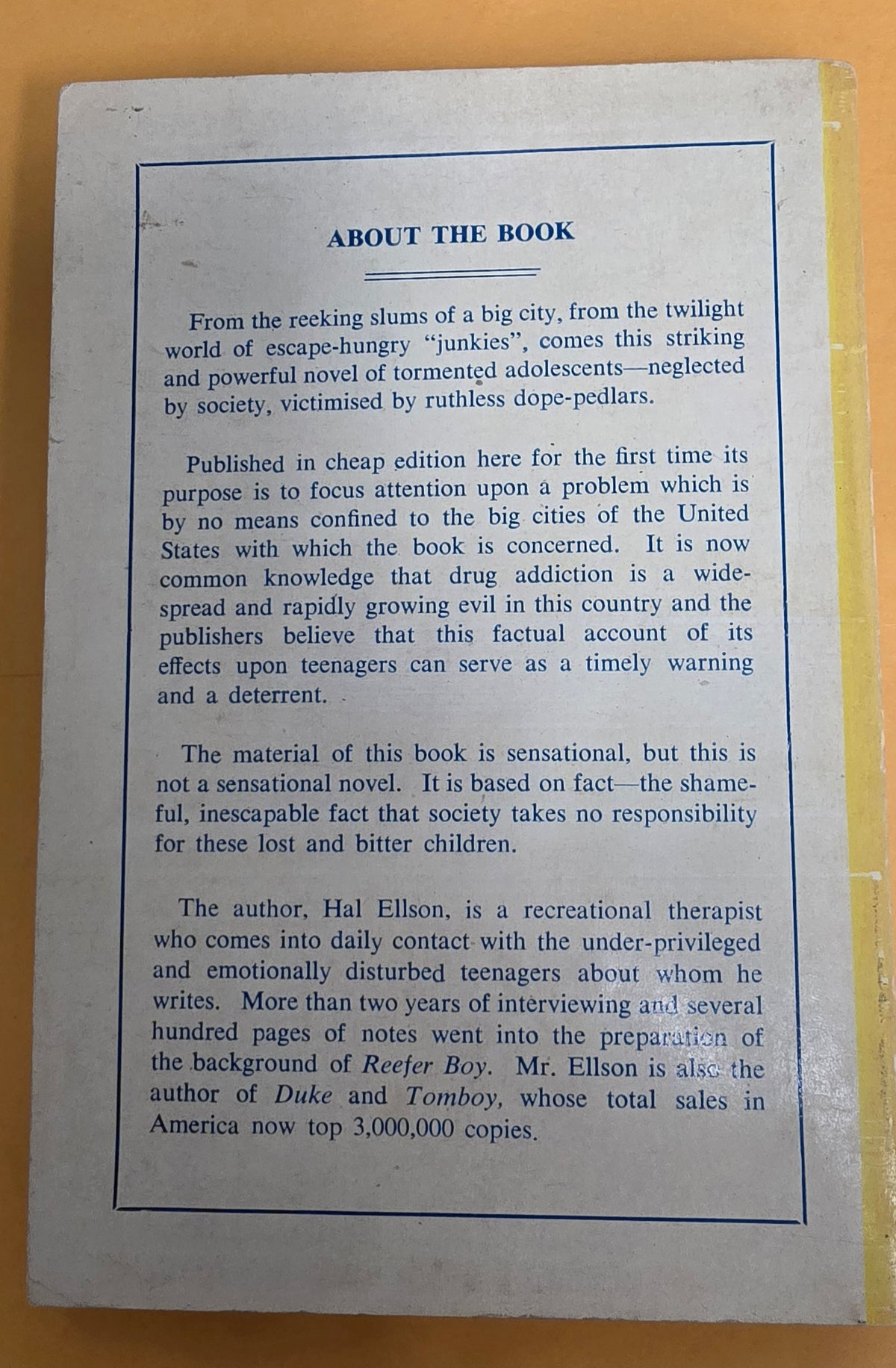Pedigree Books Reefer Boy by Hal Elleson London, 1957, 1st UK Paperback Edition